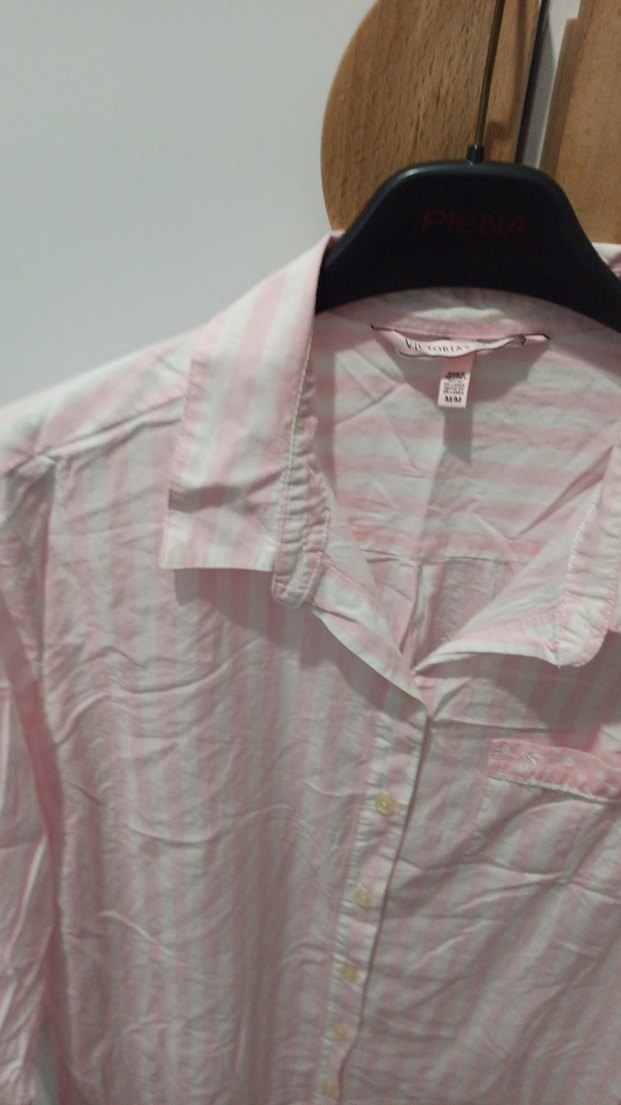 Düğmeli Pembe Keten Gömlek - Görsel 4