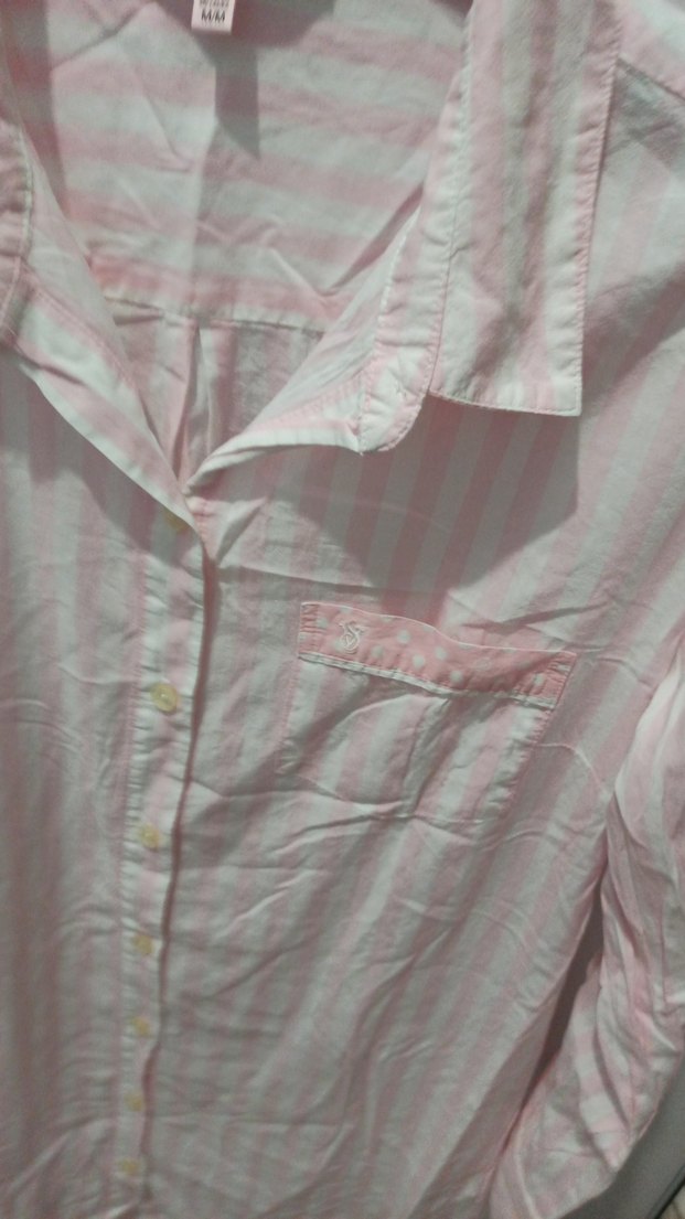 Düğmeli Pembe Keten Gömlek - Görsel 3