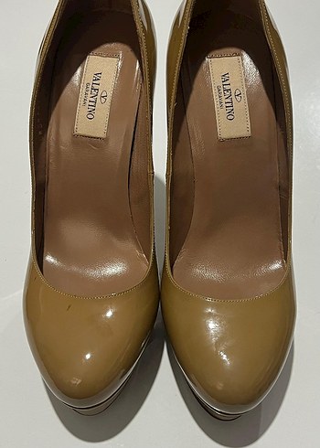 Valentino Bej Rugan Platform Topuklu Kadın Ayakkabı