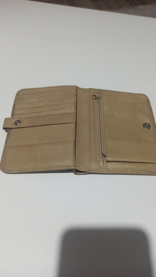 Bohem Tarzı Bej Kadın Deri Cüzdan - Görsel 2