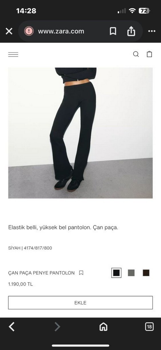 Siyah Kadın Midi İspanyol Paça Pantolon - Görsel 5