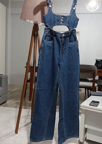 Twist Mavi Denim Askili Yirtmacli Pantolon