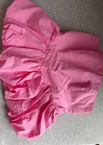 xs Beden Pembe Fırfırlı Crop