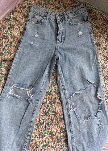 Bohem Tie-Dye Desenli Bol Kesim Midi Kot Pantolon