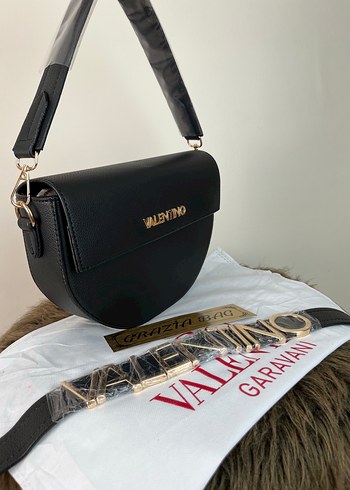  Beden siyah Renk Valentino Siyah Deri Kemerli Kadın Çanta