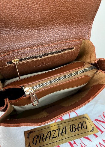 Kahverengi Deri Kadın Omuz Çantası - Görsel 4