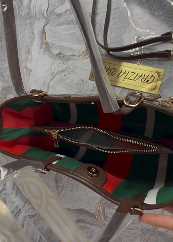 Gucci Kahverengi Baskılı Deri Kadın Çanta - Görsel 4