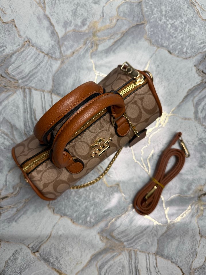 Coach zincir Detaylı Bej Kadın Deri Çanta - Görsel 3