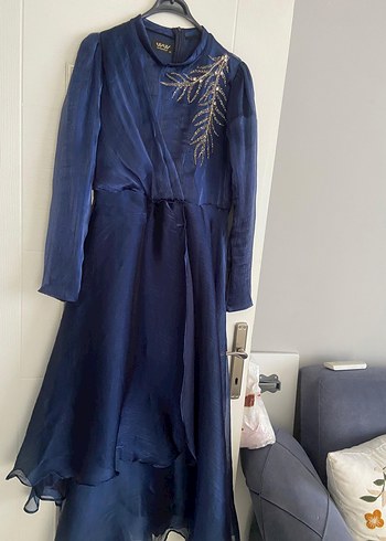 Lacivert Tesettür Elbise - Görsel 3