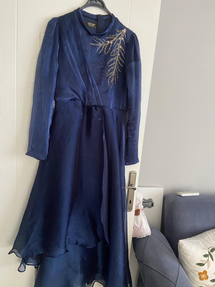 Lacivert Tesettür Elbise - Görsel 3