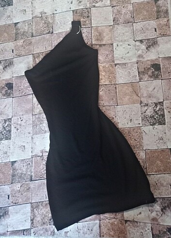 Tek omuz mini ambar elbise 