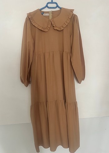 Bej Fırfırlı Hamile elbisesi - Görsel 3