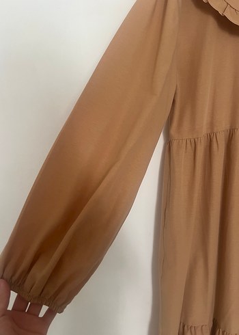 Bej Fırfırlı Hamile elbisesi - Görsel 2