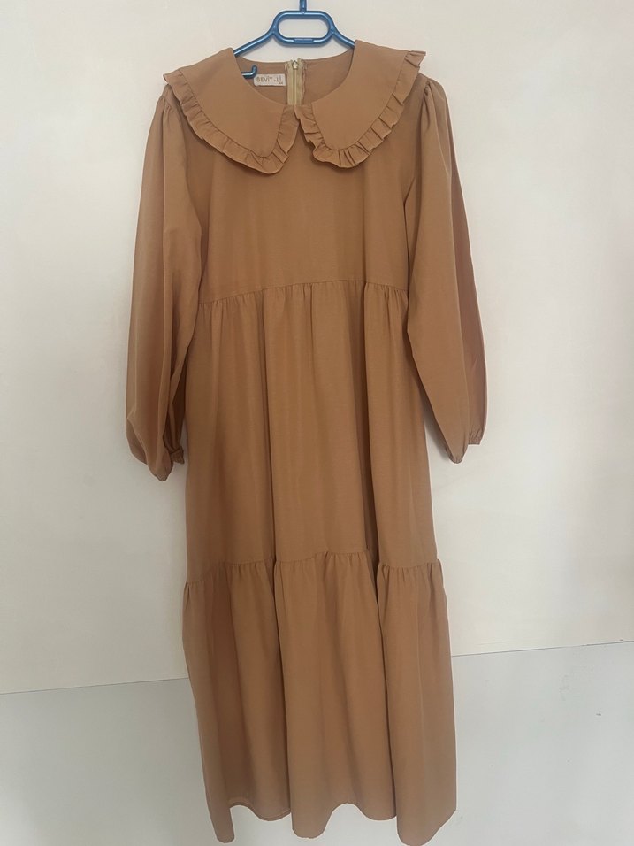 Bej Fırfırlı Hamile elbisesi - Görsel 3