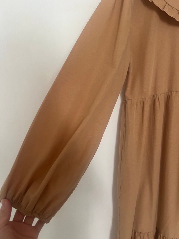 Bej Fırfırlı Hamile elbisesi - Görsel 2