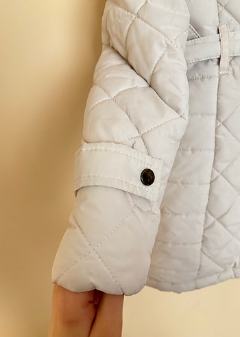 Beyaz Kemerli Kadın Kış Montu - Görsel 7