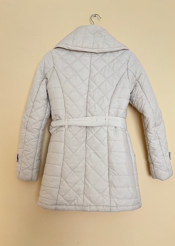 Beyaz Kemerli Kadın Kış Montu - Görsel 6