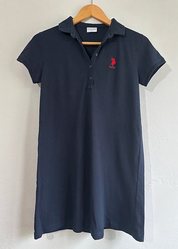 U.S Polo Assn. Lacivert Polo Yaka Midi Elbise