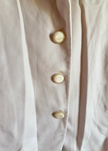 Bej Süet Düğmeli Midi Kadın Kaban - Görsel 3