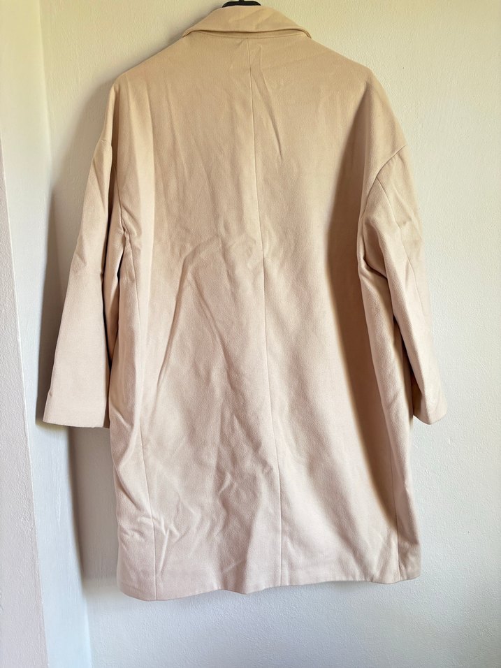 Bej Süet Düğmeli Midi Kadın Kaban - Görsel 5