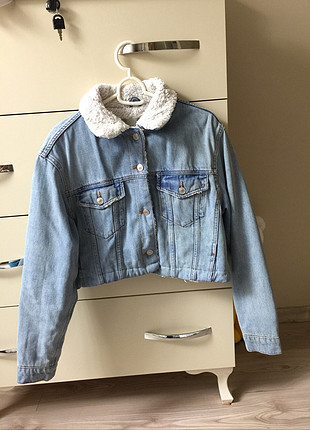 s Beden mavi Renk topshop içi kürklü kısa ceket