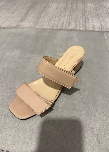 Bej Kadın Topuklu Terlik - Görsel 2