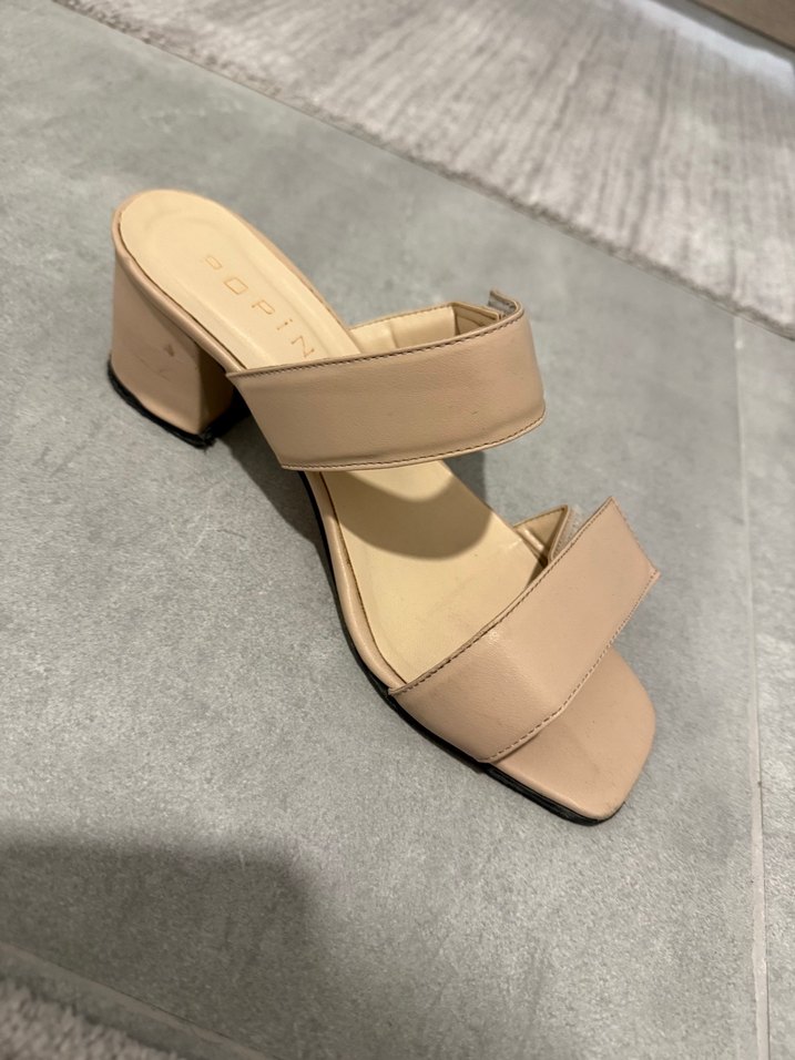 Bej Kadın Topuklu Terlik - Görsel 3