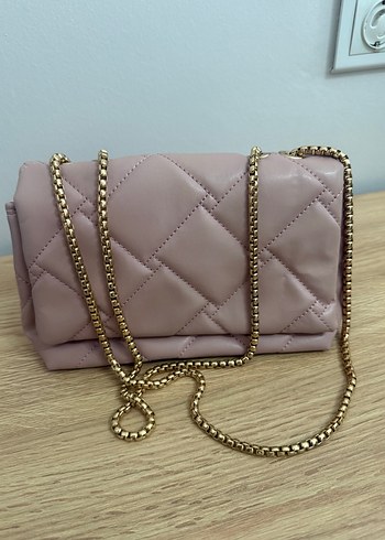 Pudra rengi Zincir Detaylı Deri Kadın Çanta - Görsel 2