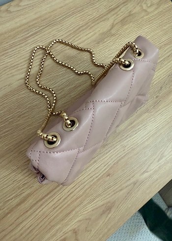 Pudra rengi Zincir Detaylı Deri Kadın Çanta - Görsel 3