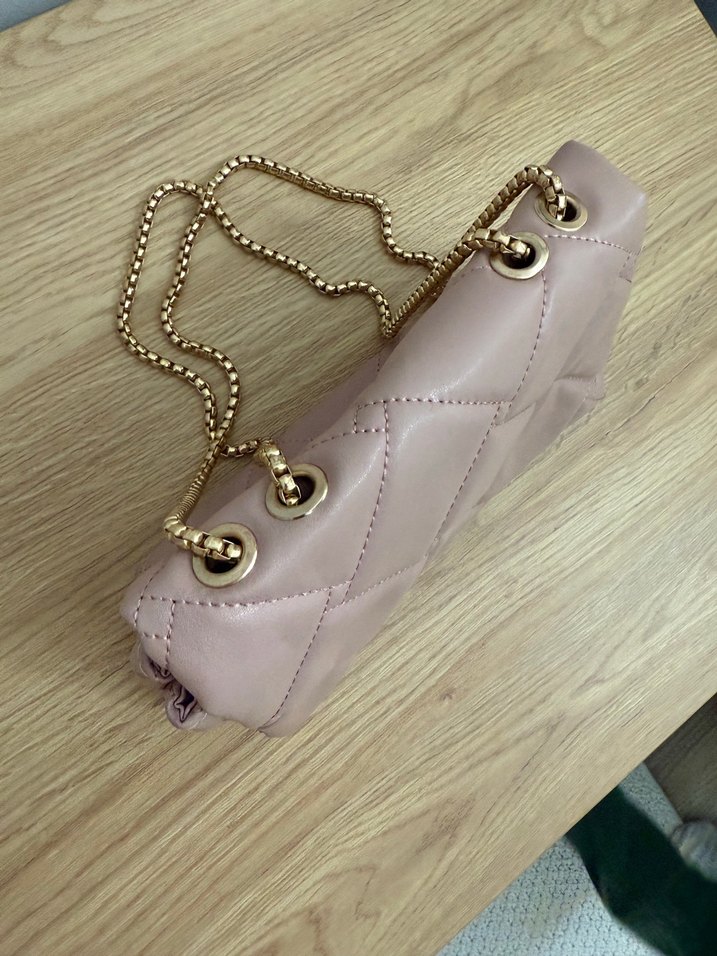 Pudra rengi Zincir Detaylı Deri Kadın Çanta - Görsel 3