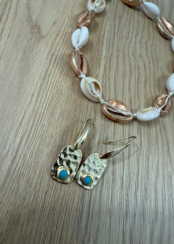 Deniz kabuklu kolye ve küpe - Görsel 4