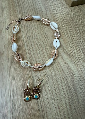 Deniz kabuklu kolye ve küpe - Görsel 3