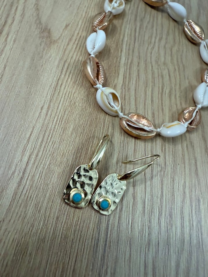 Deniz kabuklu kolye ve küpe - Görsel 4