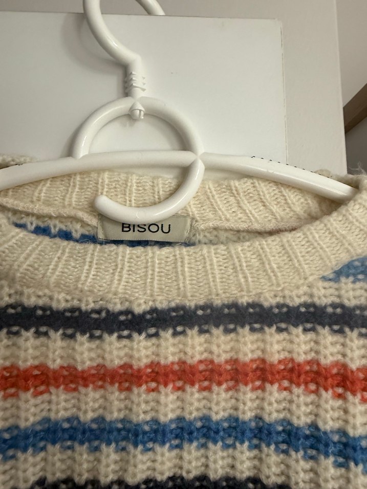 Çok Renkli Çizgili Kadın Triko Kazak - Görsel 3