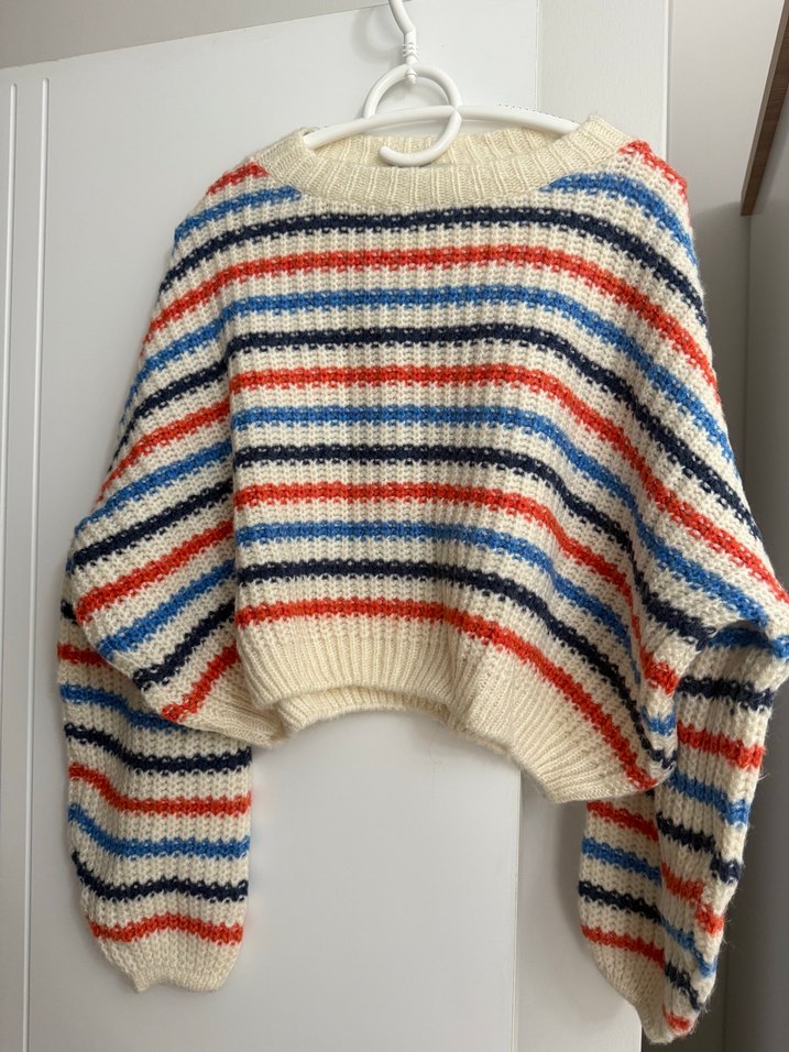 Çok Renkli Çizgili Kadın Triko Kazak - Görsel 2