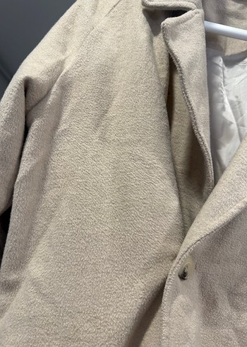 Bej Kadın Keten Düğmeli Midi Ceket - Görsel 5