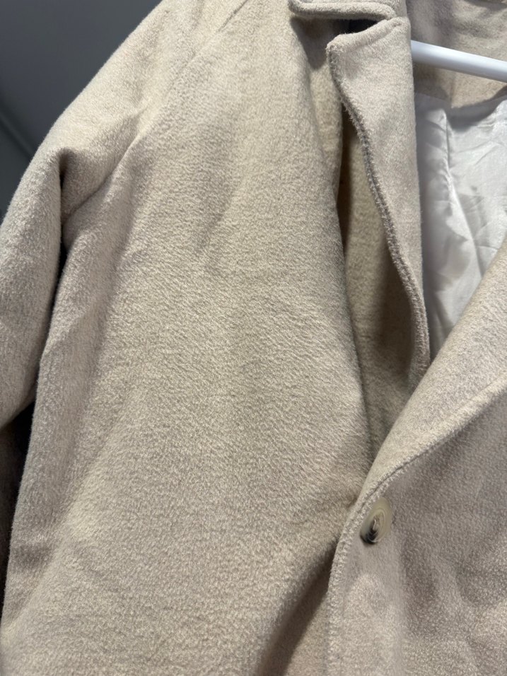 Bej Kadın Keten Düğmeli Midi Ceket - Görsel 5