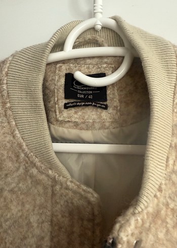 Bej Düğmeli Kadın Kaban - Görsel 3