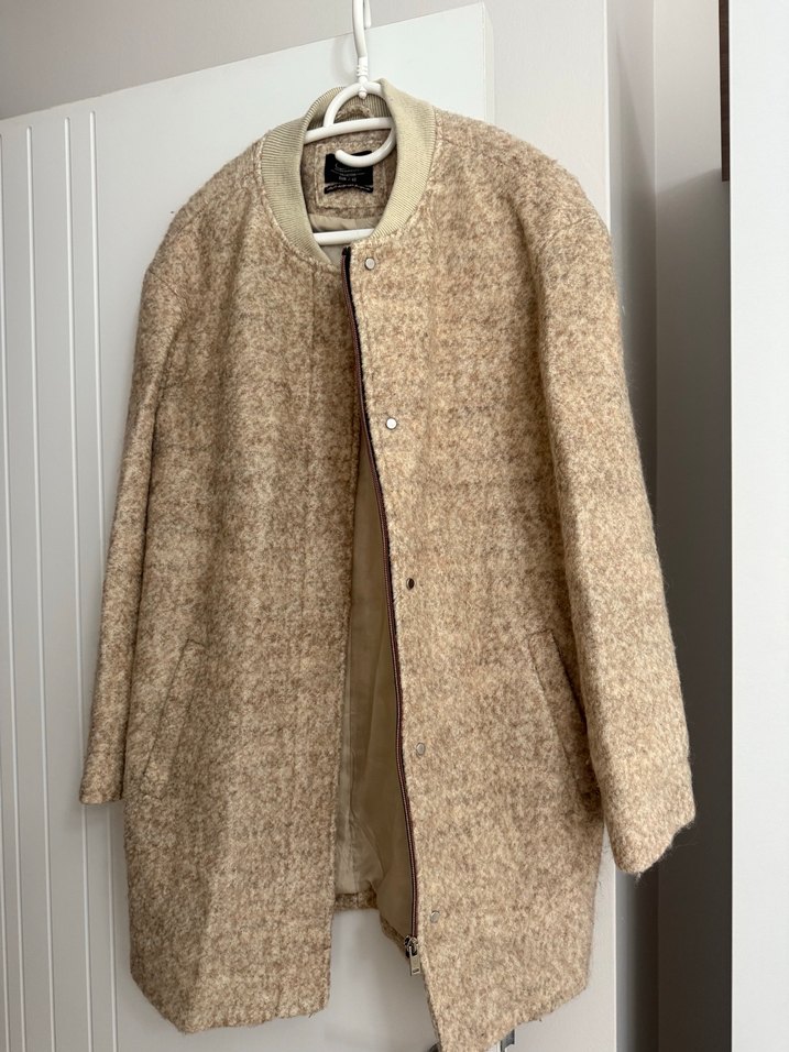 Bej Düğmeli Kadın Kaban - Görsel 2