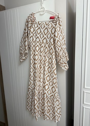 Bej Bohem Uzun Elbise - Görsel 2