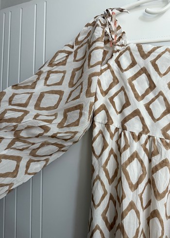 Bej Bohem Uzun Elbise - Görsel 5