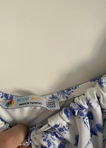 s Beden mavi Renk Mavi Çiçekli Bohem Uzun Elbise