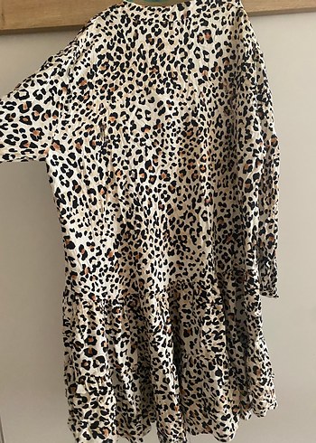 Zara Leopar Desenli Uzun Kollu Bohem Midi Elbise