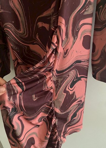 l Beden bordo Renk Bordo Batik Desenli Uzun elbise