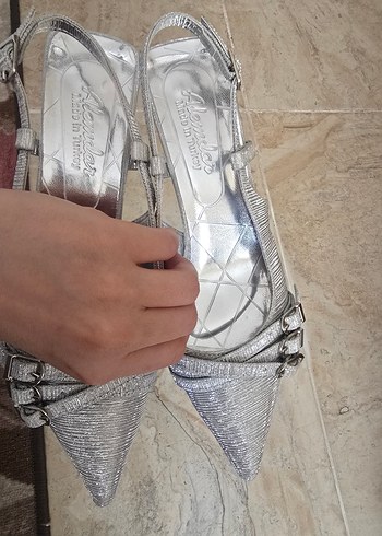 Diğer gümüş gri topuklu ayakkabı 38 numara