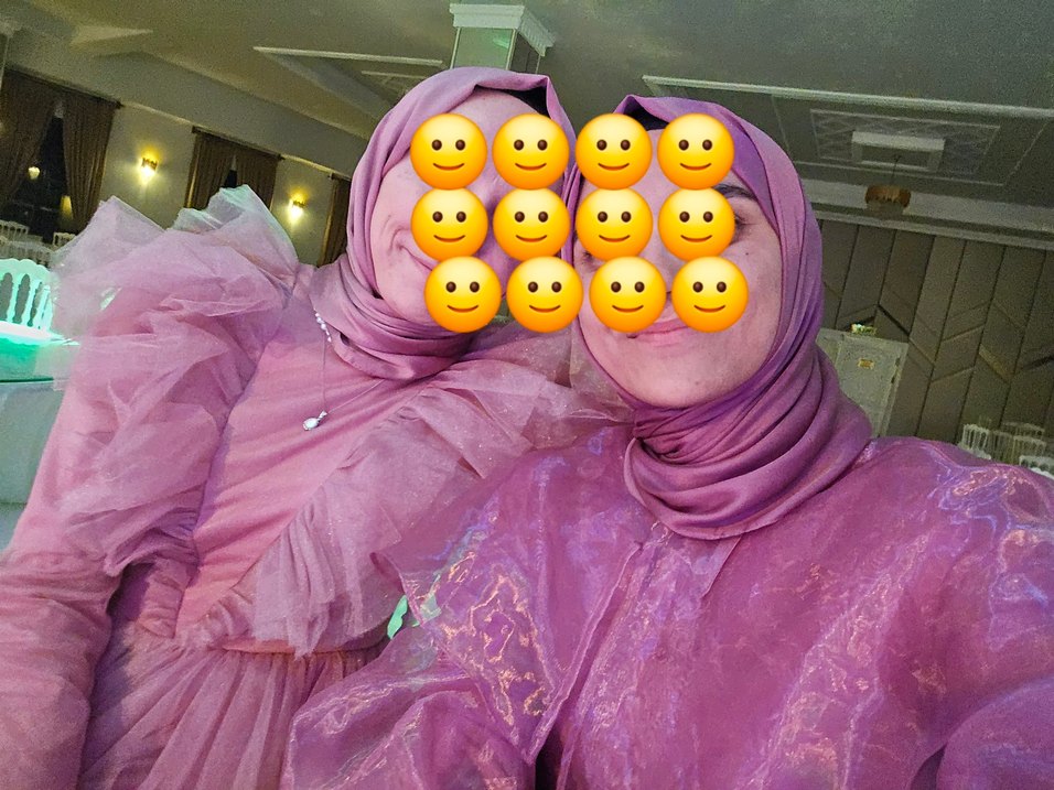 tesettür abiye Uzun elbise gece elbisesi pudra pembe şal dahil - Görsel 2