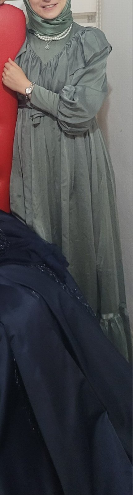 tesettür abiye, yeşil Elbise, gece elbisesi - Görsel 2