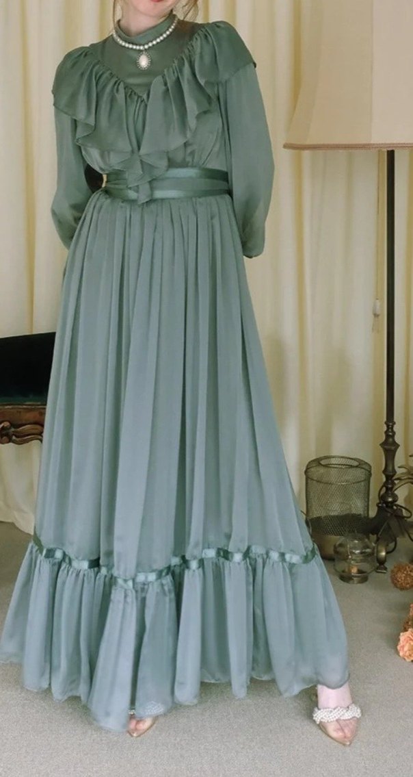 tesettür abiye, yeşil Elbise, gece elbisesi - Görsel 3