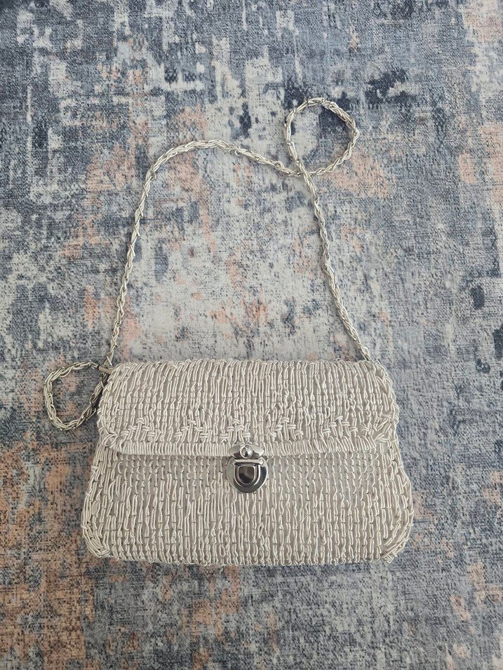 kanvas çanta bohem bej renk, krem - Görsel 4