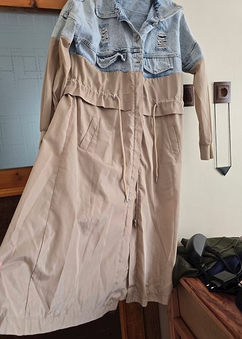 Düğmeli Yırtık Detaylı Kadın Denim Trenckot - Görsel 2